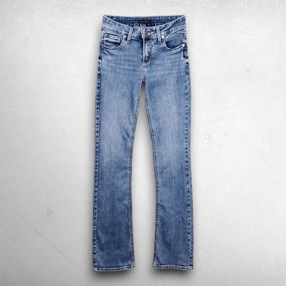 Silver Jeans Elyse Slim Boot Women W25 L33 Blue Denim Y2K Western Boho Chic 90s